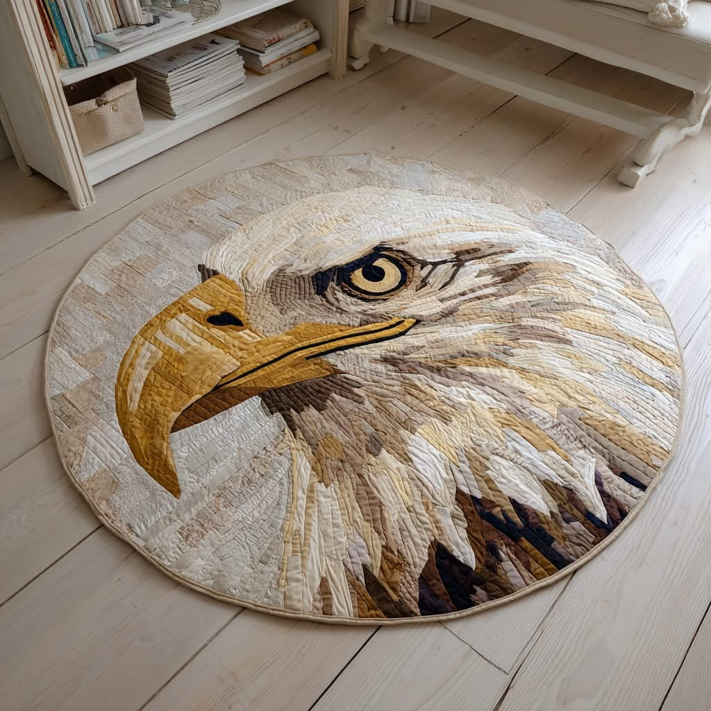 Bald Eagle Quilted Round Mat Circle Rug Floor Decorations Patriotic Eagle Items Gifts - Tradiviet