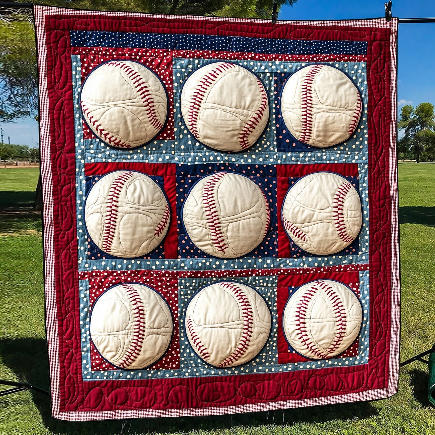 Ballpark Bliss Quilted Blanket Indoor Decorations Gifts For Independence Day - Tradiviet