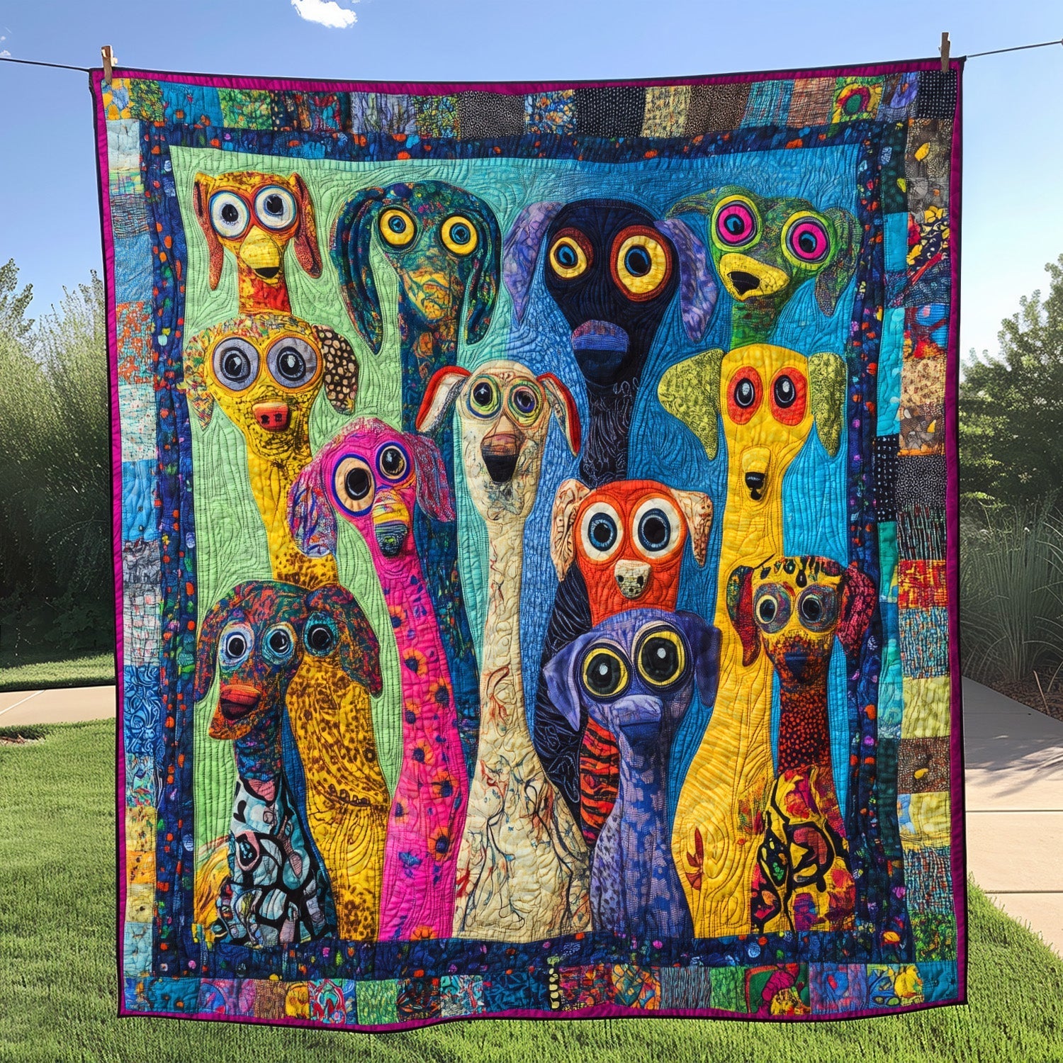Barking Bliss Quilted Blanket Home Decor Gift For Grandma - Tradiviet