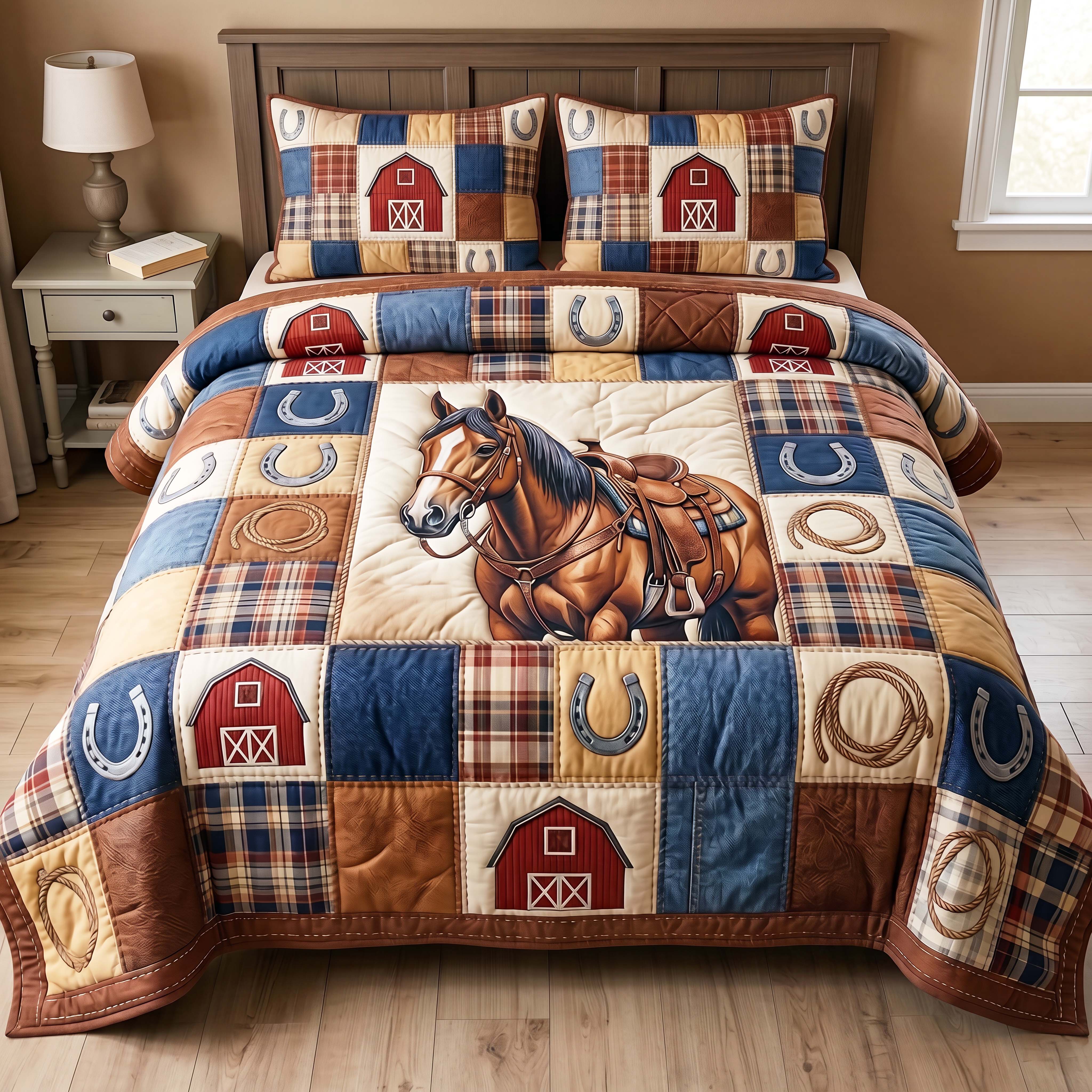 Barnside Rider Quilted Bedding Set Barnside Rider Tone Gift For Barnside Rider - Tradiviet