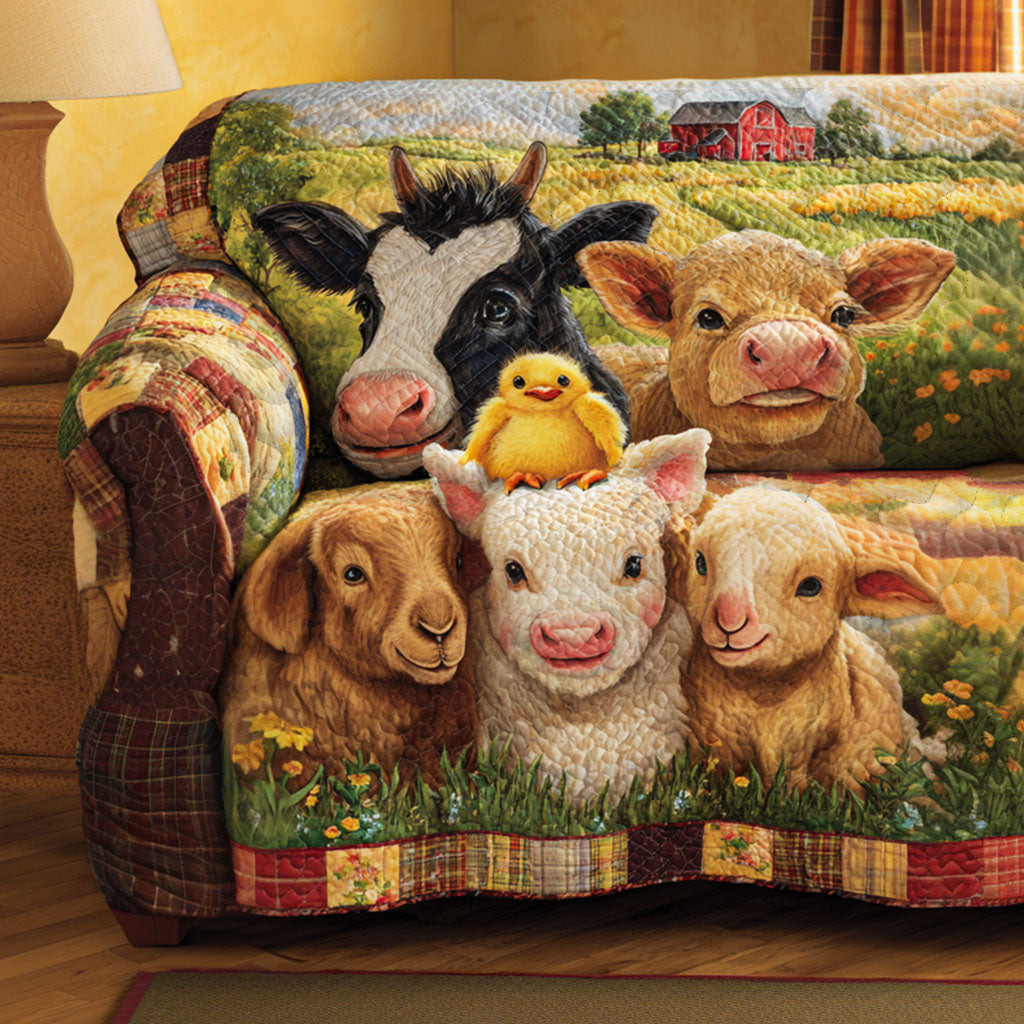 Barnyard Bliss Quilted Sofa Cover Sofa Cover For Couch Birthday Present For A Farmer - Tradiviet
