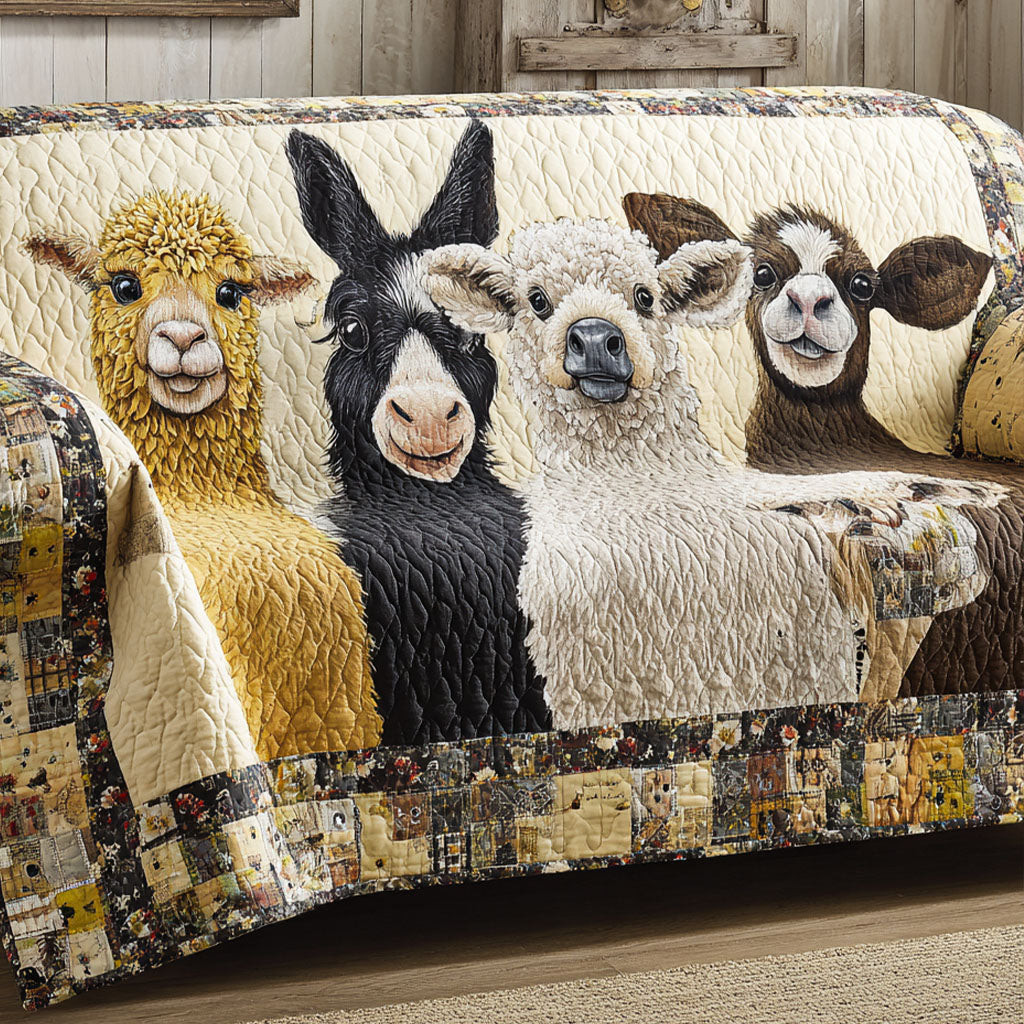Barnyard Harmony Quilted Sofa Cover Sofa Cover Slipcover Farmers Wife Gifts - Tradiviet