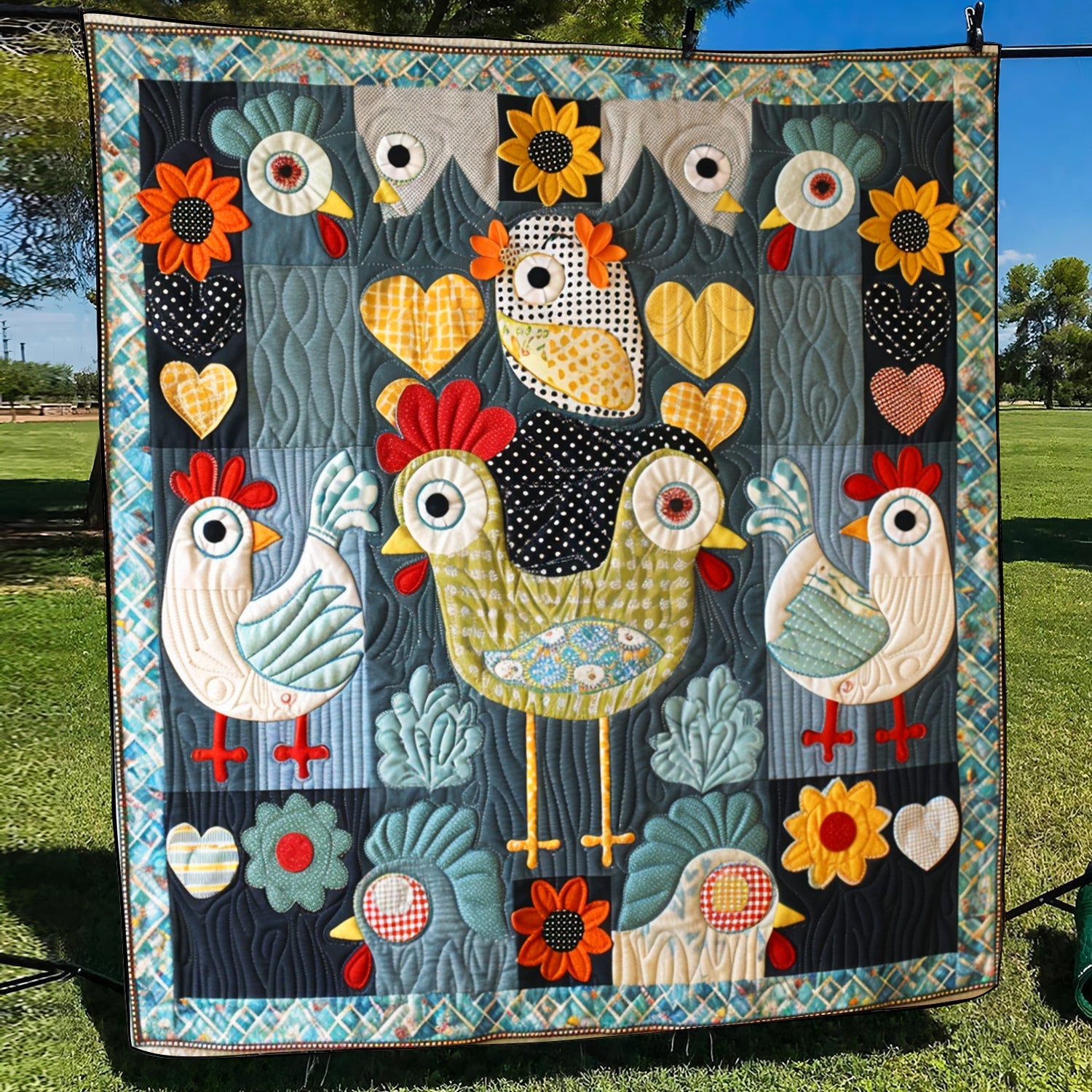 Barnyard Hens Quilted Blanket Bedroom Decorations Gift For Bestie - Tradiviet