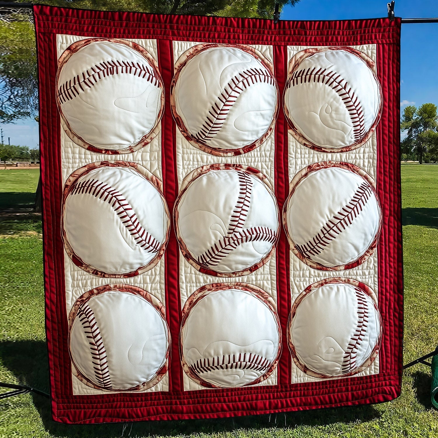 Baseball Bliss Quilted Blanket Autumn Inspired Bedroom Gift For Her - Tradiviet