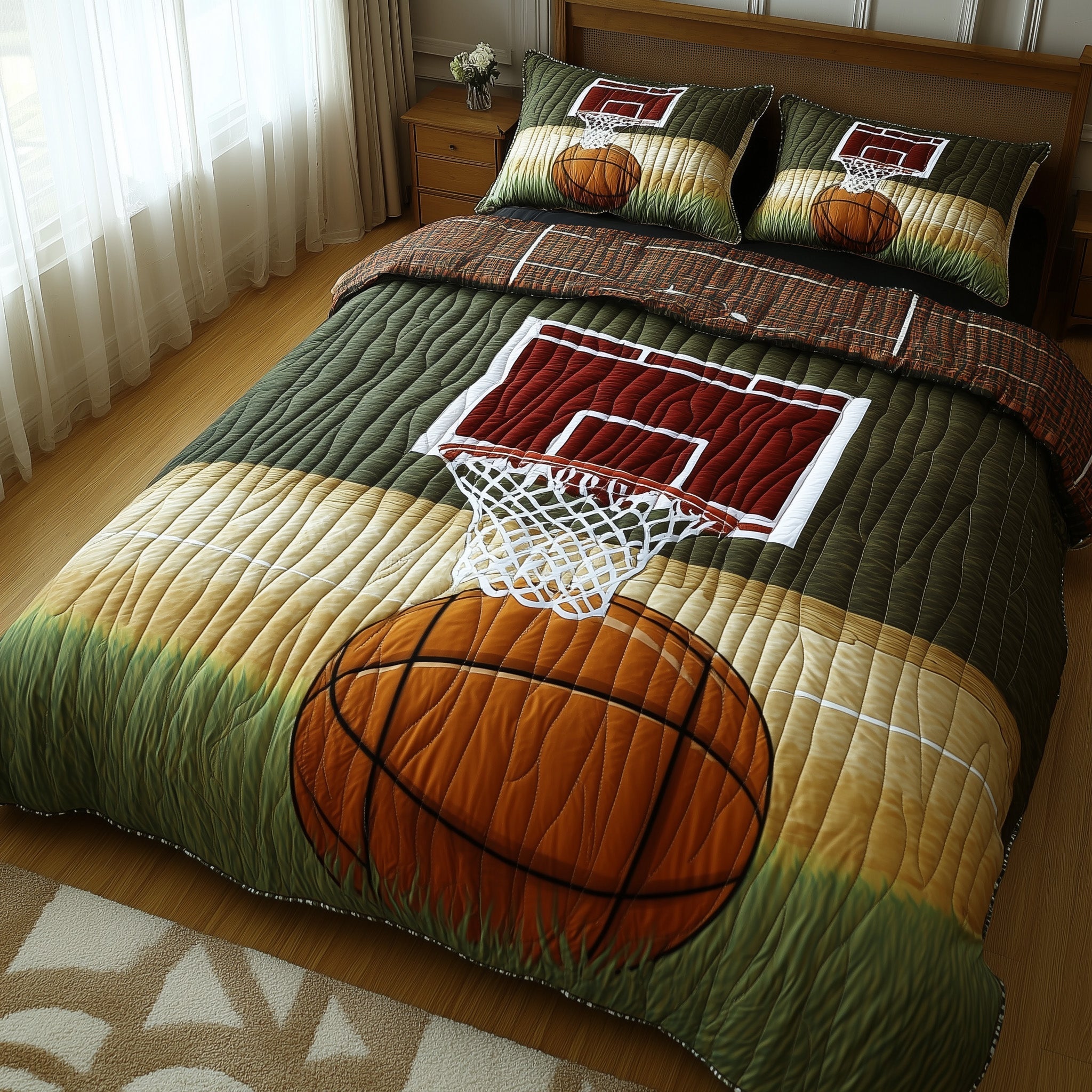 Basketball Moment Frozen Quilted Bedding Set Basketball Moment View Gift For Home - Tradiviet