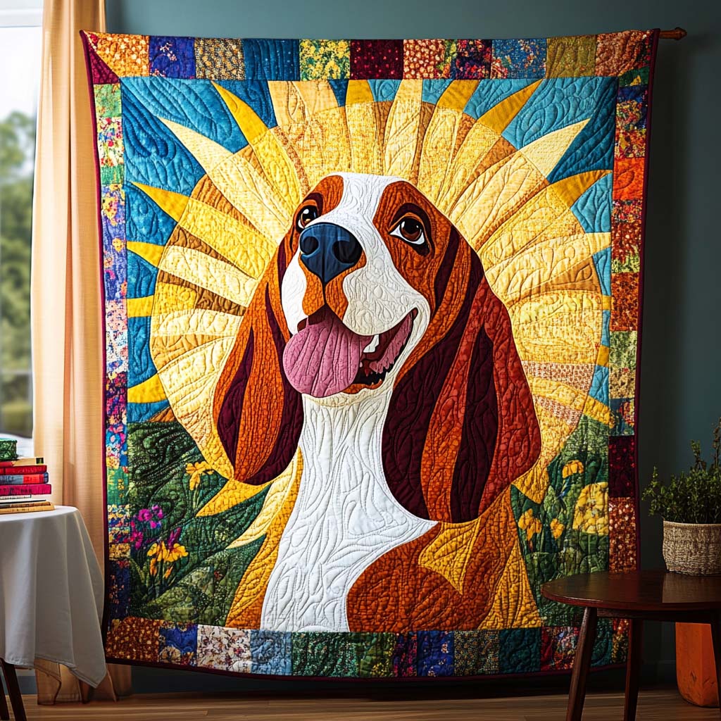 Basset Delight Quilted Blanket 1776 2026 Merch Gift For Coworker - Tradiviet