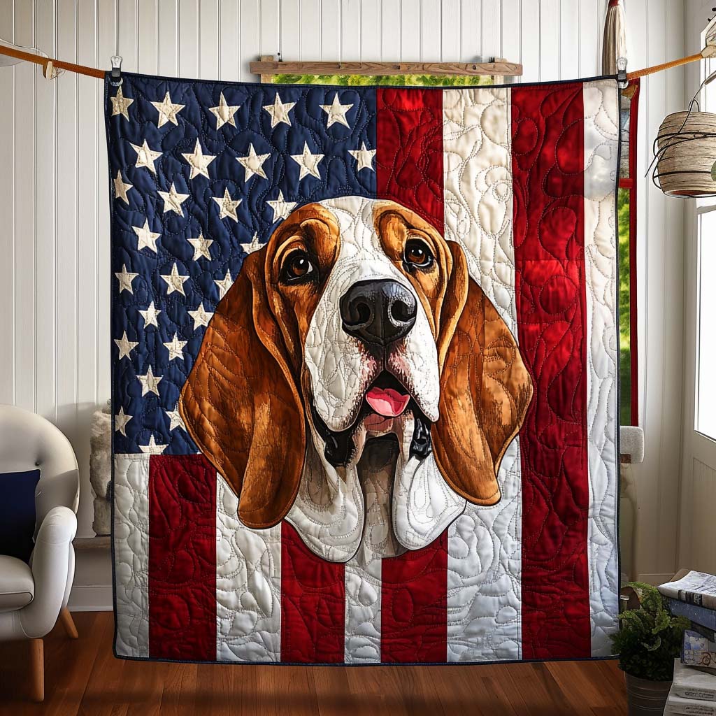 Basset Snuggle Quilted Blanket 4Th Of July Apparel Gift For House Decor - Tradiviet