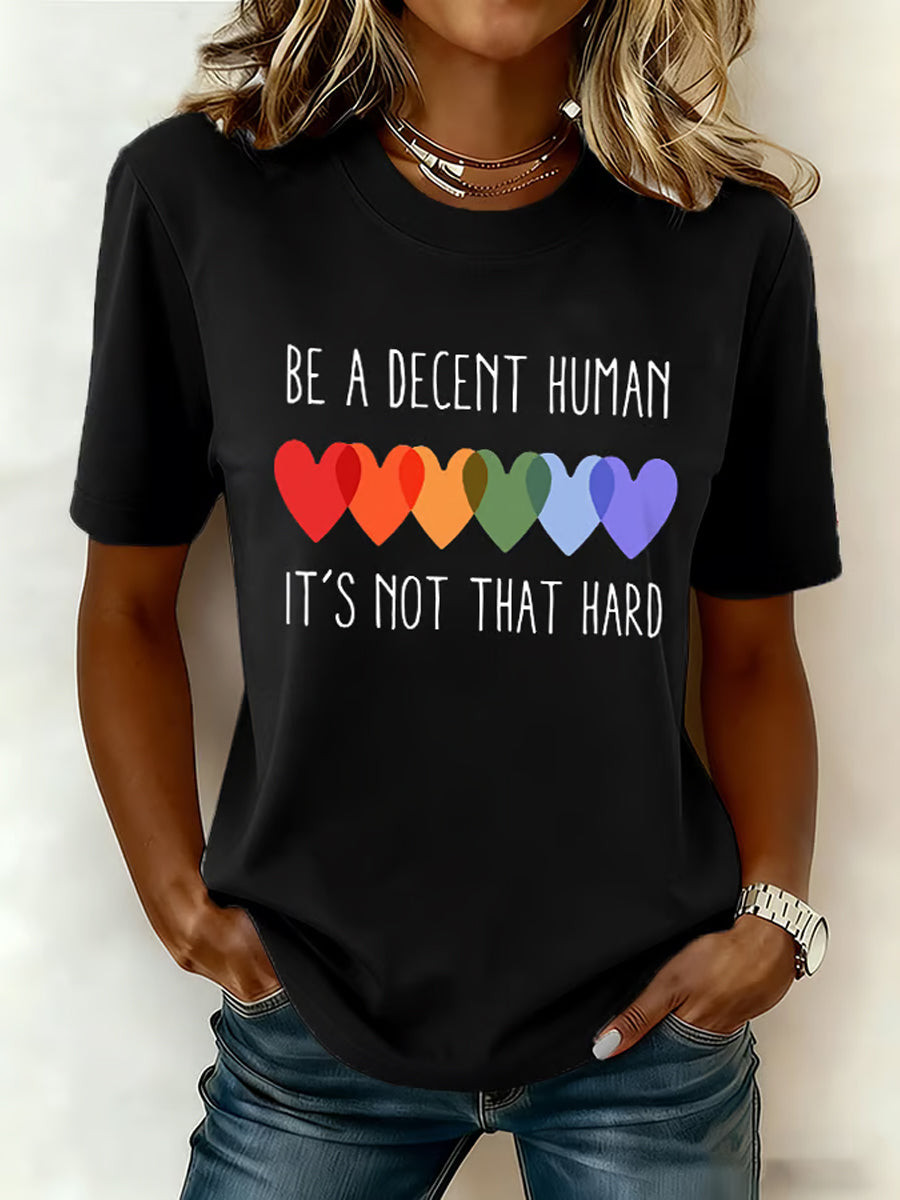 Be A Decent Human Its Not That Hard Heart Colorful T-Shirt Pride Month Merch Gift For Friends - Tradiviet - Image 2