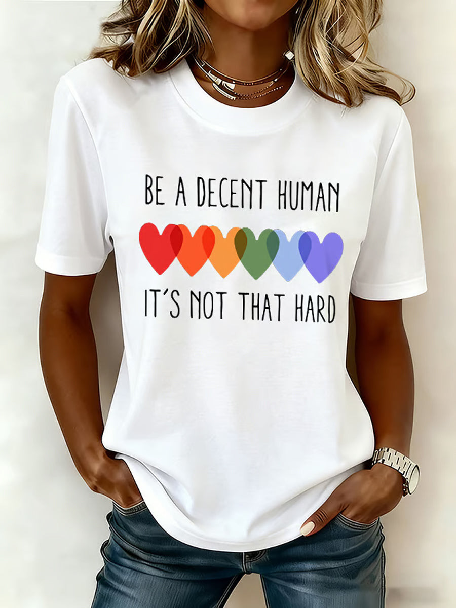 Be A Decent Human Its Not That Hard Heart Colorful T-Shirt Pride Month Merch Gift For Friends - Tradiviet - Image 3