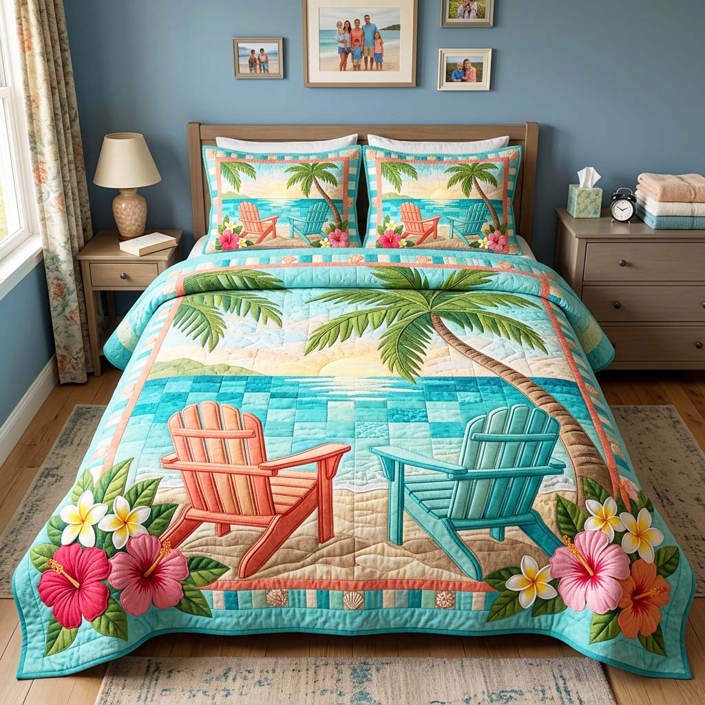 Beach Chairs Quilted Bedding Set Beach Chairs Farmhouse Gift For Beach Chairs - Tradiviet