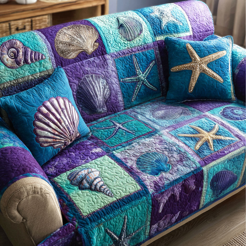 Beach Tones Quilted Sofa Cover Best Slip Covers For Furniture Father In Law Gifts Dad's Day - Tradiviet