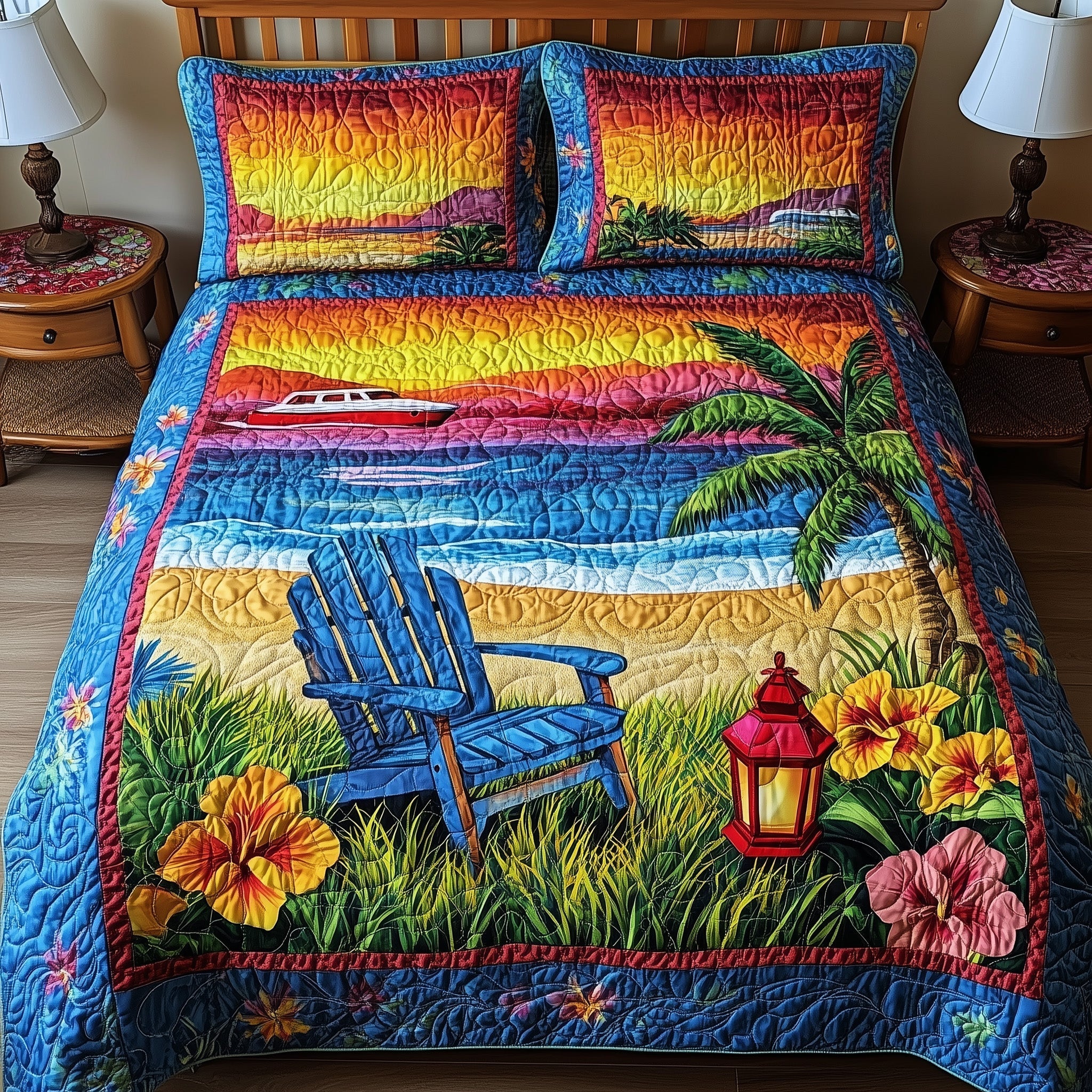 Beach Vibe Quilted Bedding Set Beach Vibe Atmosphere Gift For Vibe Wife - Tradiviet