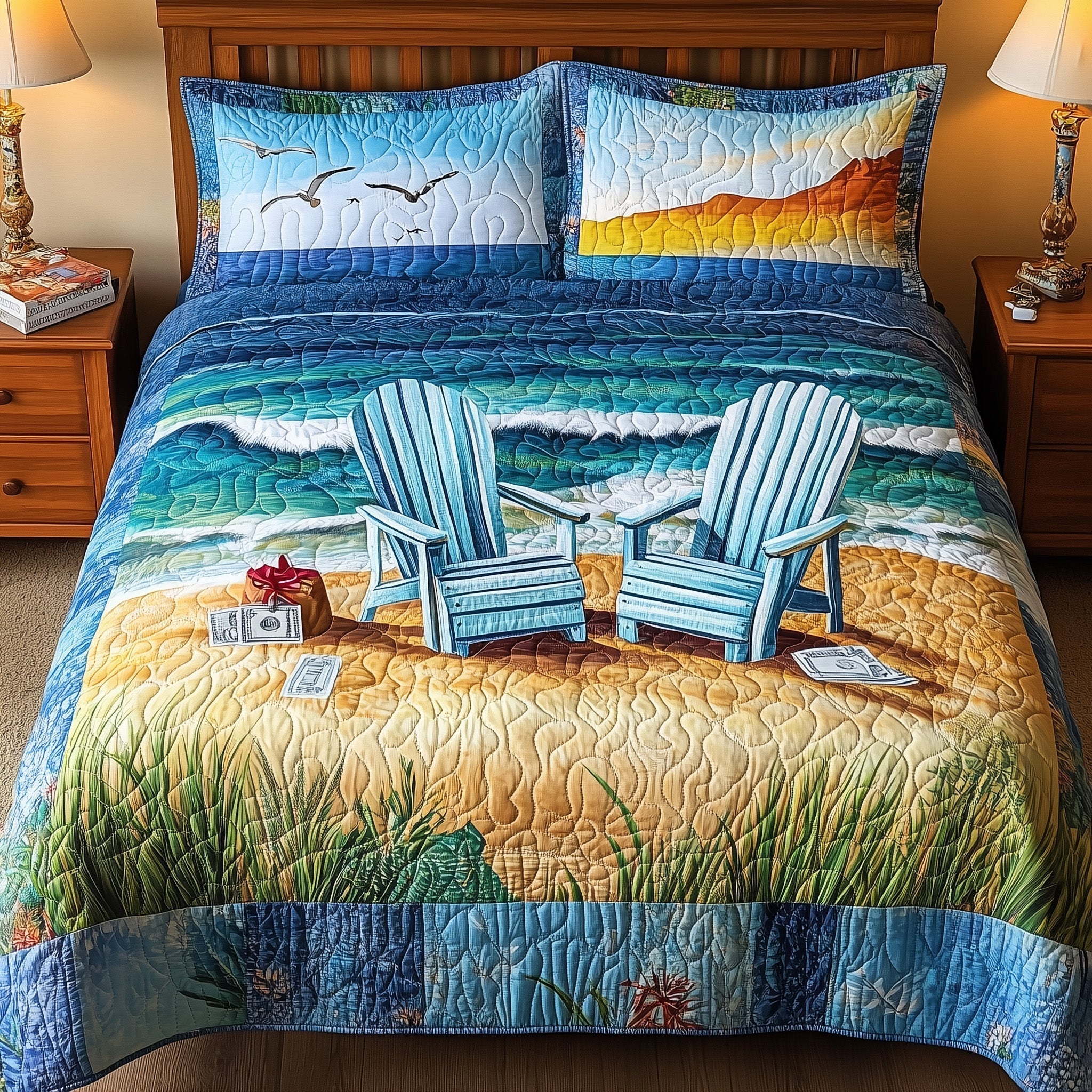 Beach Vibe Quilted Bedding Set Beach Vibe Charm Gift For Vibe Dad - Tradiviet