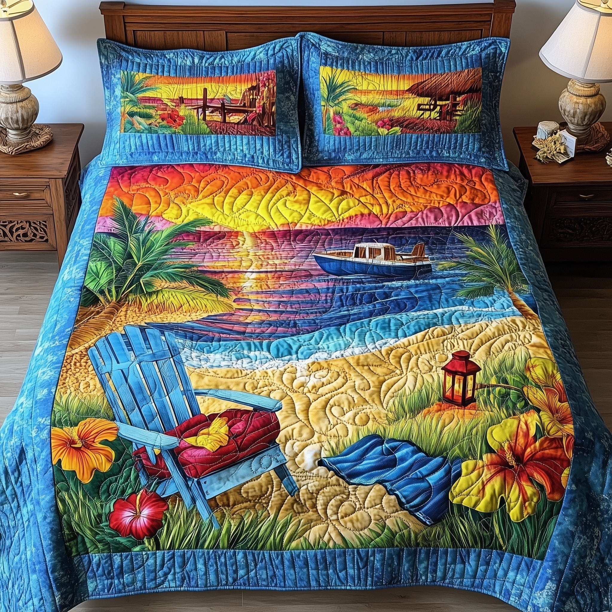 Beach Vibe Quilted Bedding Set Beach Vibe Collection Gift For Vibe Husband - Tradiviet