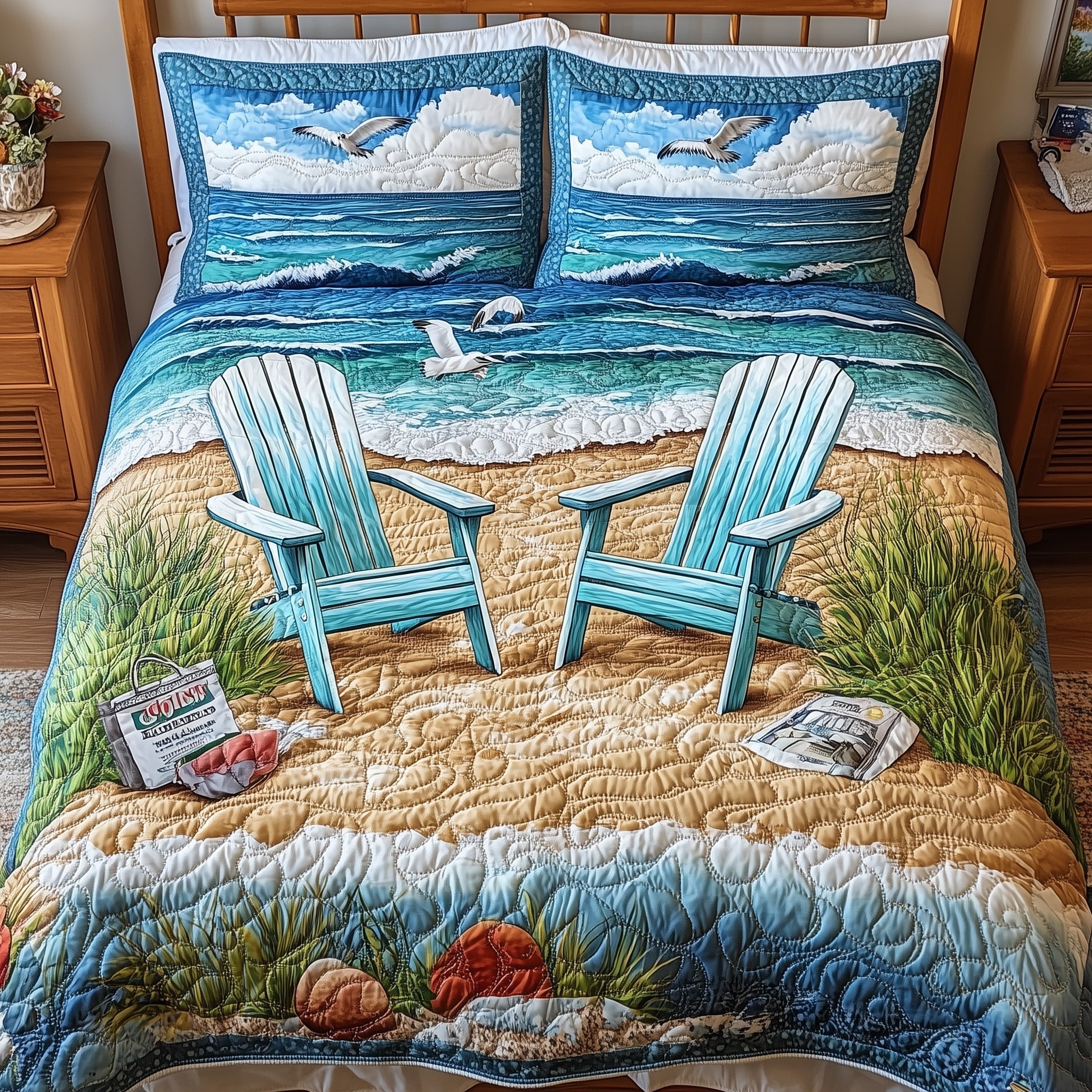 Beach Vibe Quilted Bedding Set Beach Vibe Mood Gift For Beach Vibe - Tradiviet