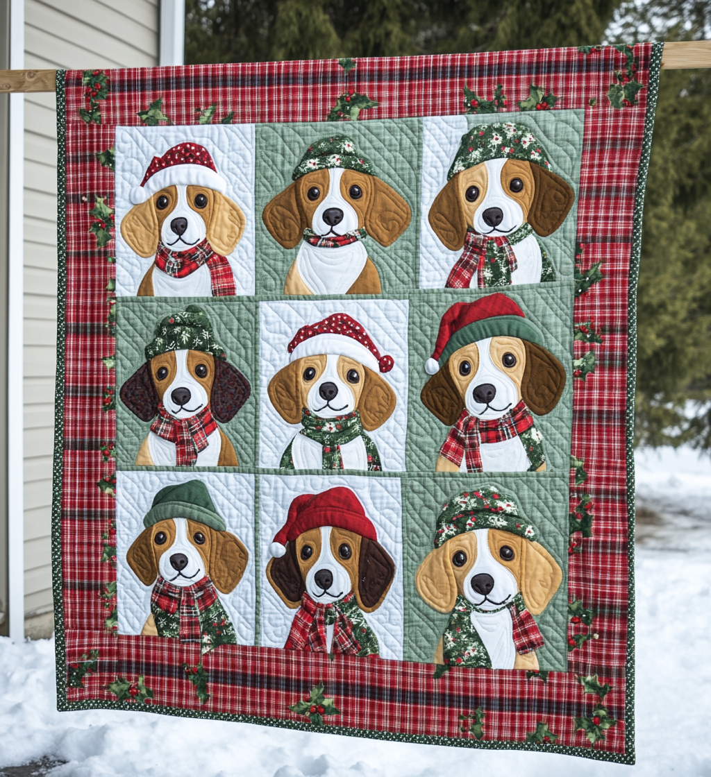 Beagle Candy Cane Dreams Quilted Blanket July 4 Apparel Gift For Aesthetic Room - Tradiviet