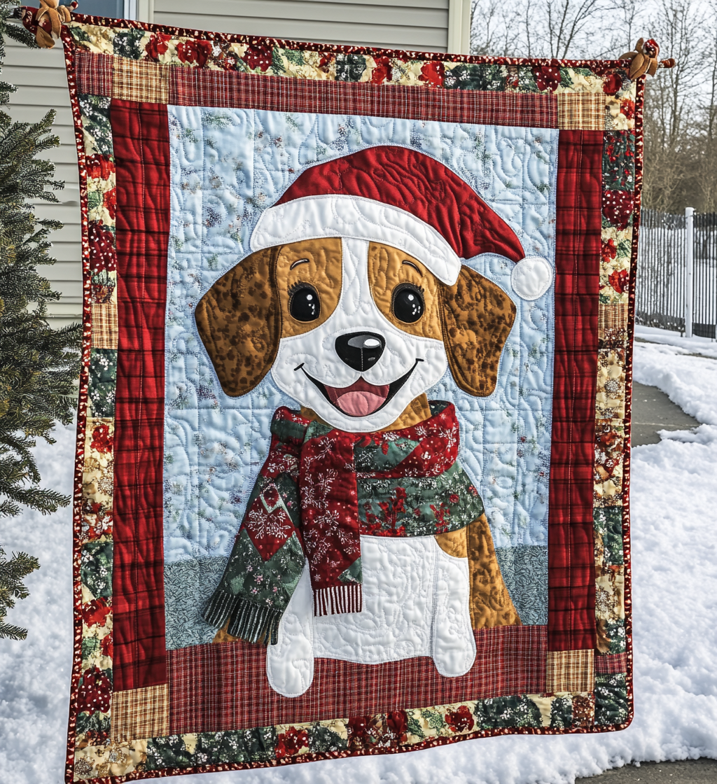 Beagle Holiday Joy Quilted Blanket America's 250th Anniversary Gifts For Patriotic Dad - Tradiviet