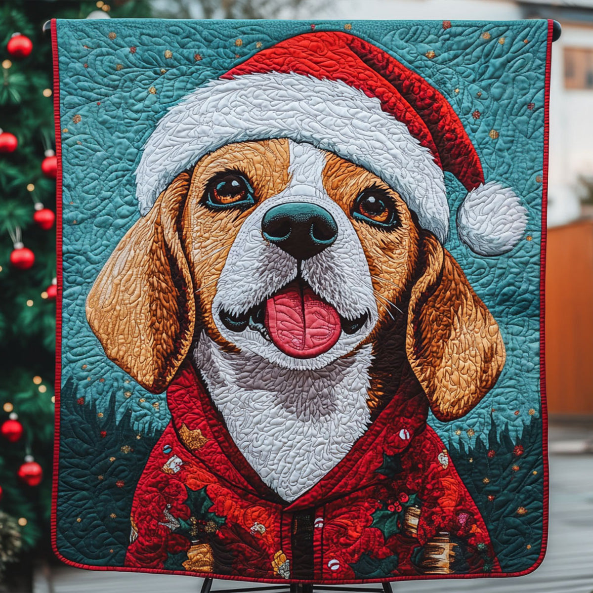 Beagle Holiday Joy Quilted Blanket Celebrate America's 250th Patriotic Gifts For Dad - Tradiviet