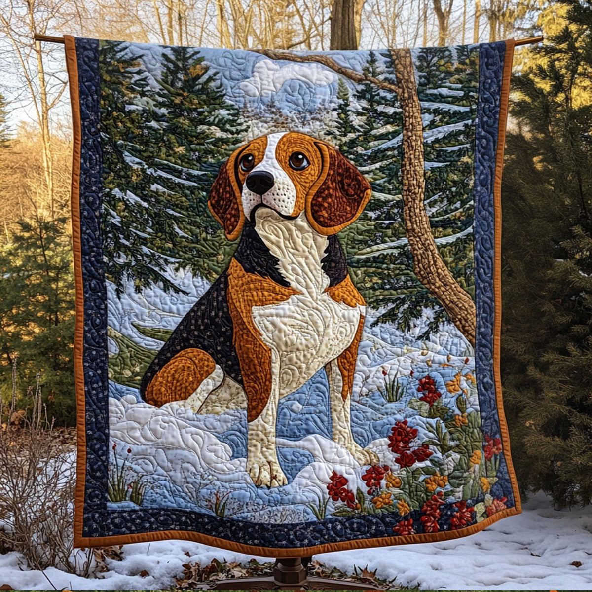 Beagle Outdoor Adventure Quilted Blanket Vacation House Decoration Patriotic Themed Gifts - Tradiviet