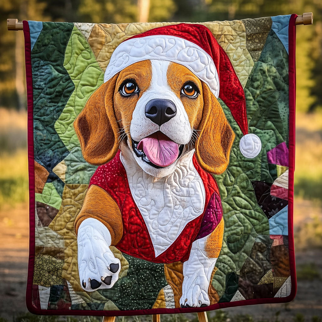 Beagle Winter Companion Quilted Blanket Decorations Indoor Gift For Veteran Dad - Tradiviet