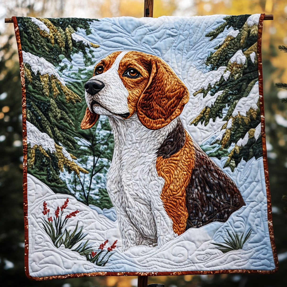 Beagle Winter Festivities Quilted Blanket Indoor Decorations Gift for Decor Home - Tradiviet