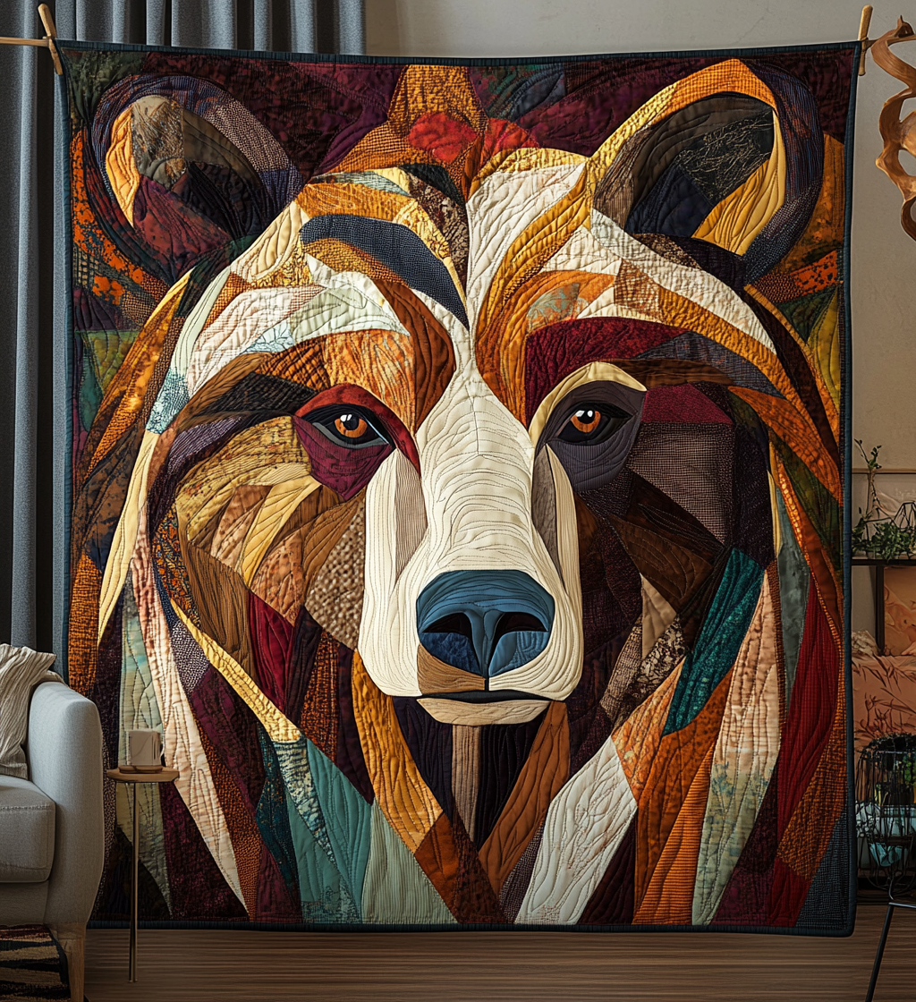 Bear Brave Quilted Blanket Home Decor Ideas Gift For Dad - Tradiviet