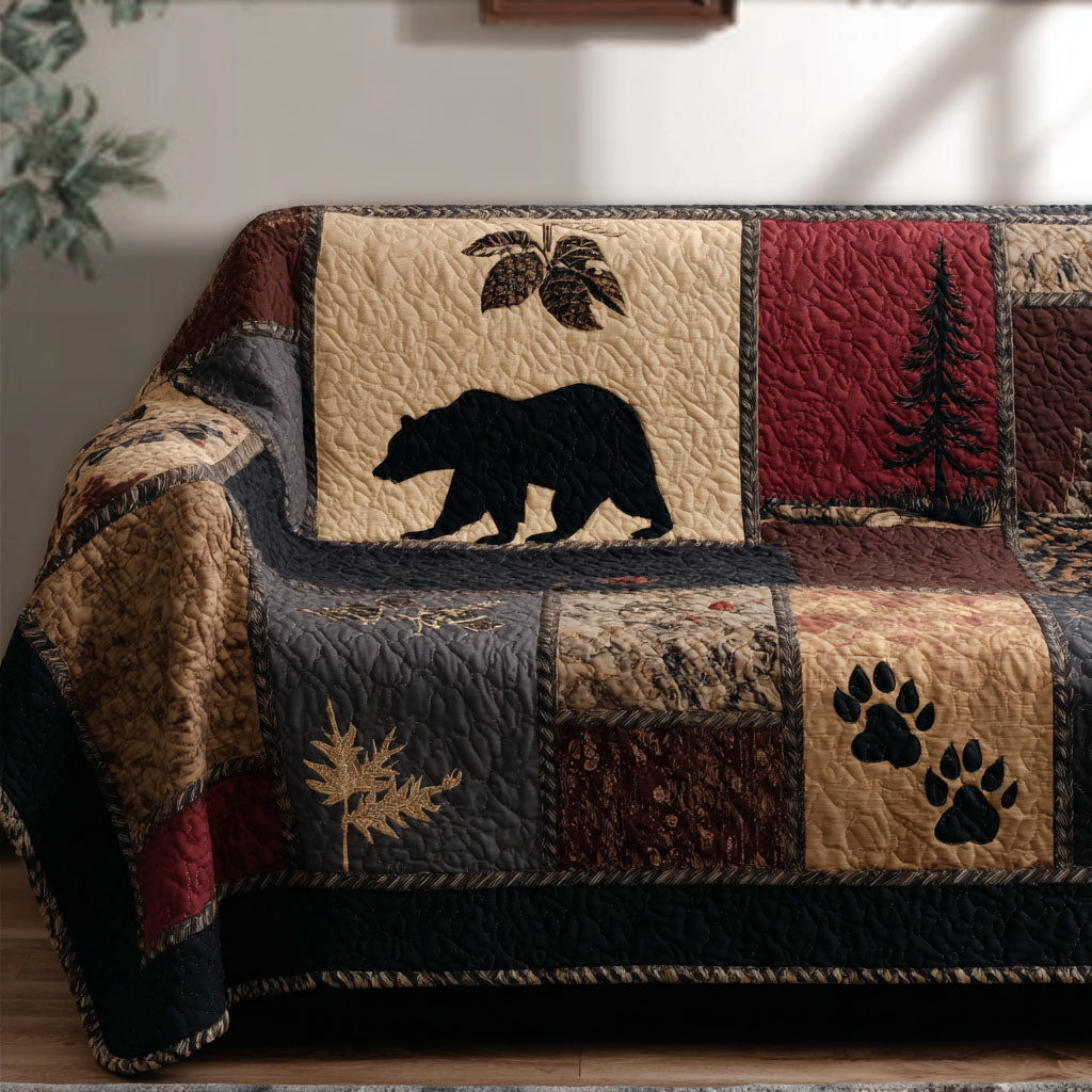 Bear Creek Lodge Quilted Sofa Cover House Room Decor Grizzly Bear Graphic Tees - Tradiviet