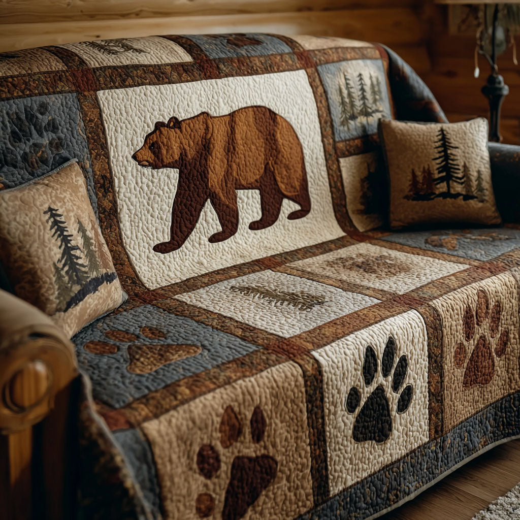 Bear Haven Quilted Sofa Cover Luxury Home Room Decor Grizzly Bear Graphic Tees - Tradiviet