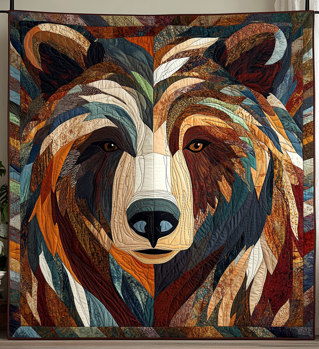 Bear Strength Quilted Blanket Bedroom Decorations Gift For Family - Tradiviet