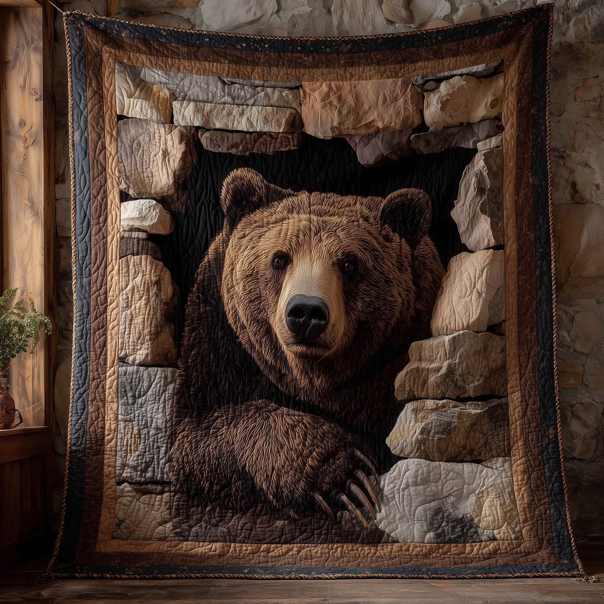 Bear Timber Trail Quilted Blanket Themed Merchandise Gift Ideas For Bear Lovers - Tradiviet