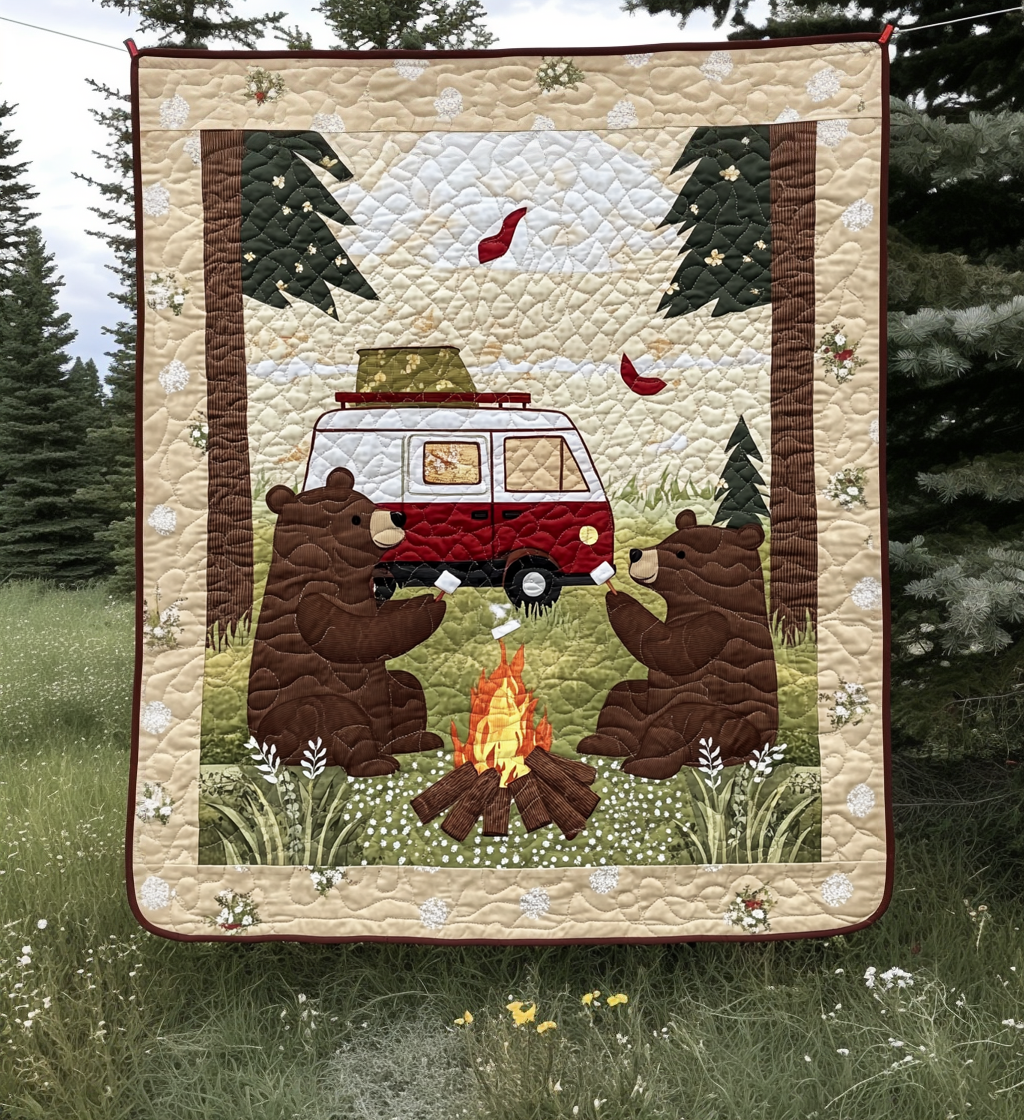 Bear Tracks Quilted Blanket Mens Bedroom Decor Gift For Her - Tradiviet