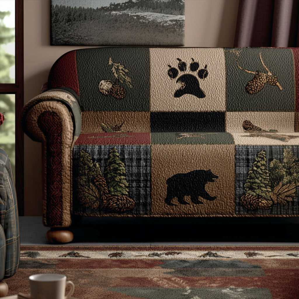 Bear Trail Quilted Sofa Cover Interior Room Decor Bear Gifts For Mom - Tradiviet
