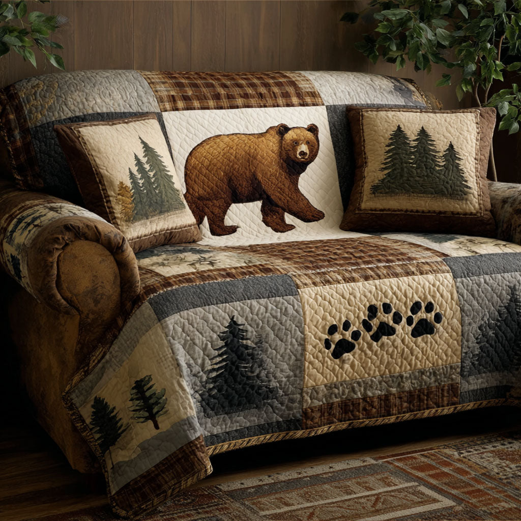 Bear Whisper Quilted Sofa Cover Chic Home Room Decor Panda Bear Novelty Gifts - Tradiviet