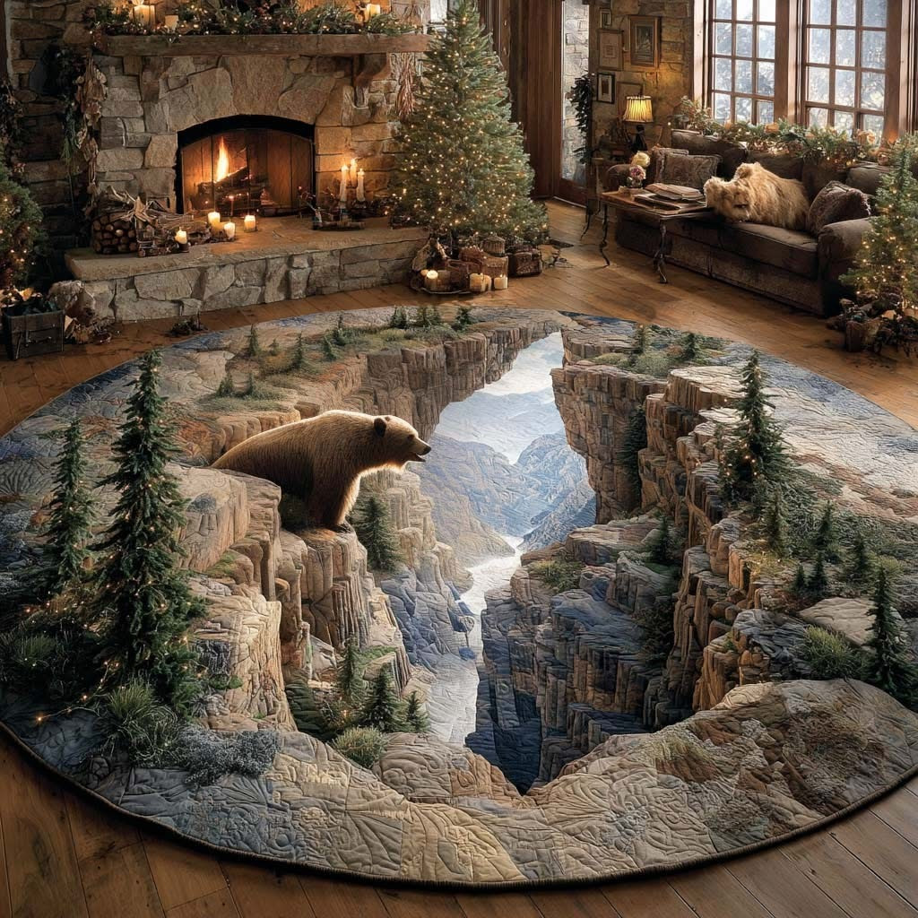 Bear Whisperer Quilted Round Mat Round Rugs Large Gifts For Wildlife Lovers - Tradiviet