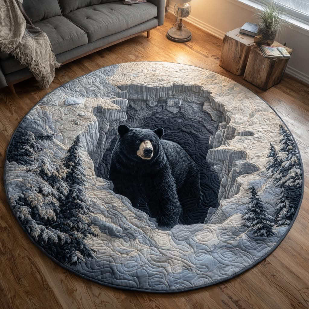 Bear Winter Quilted Round Mat Home Decorations Gifts Ideas For Bear Lovers - Tradiviet
