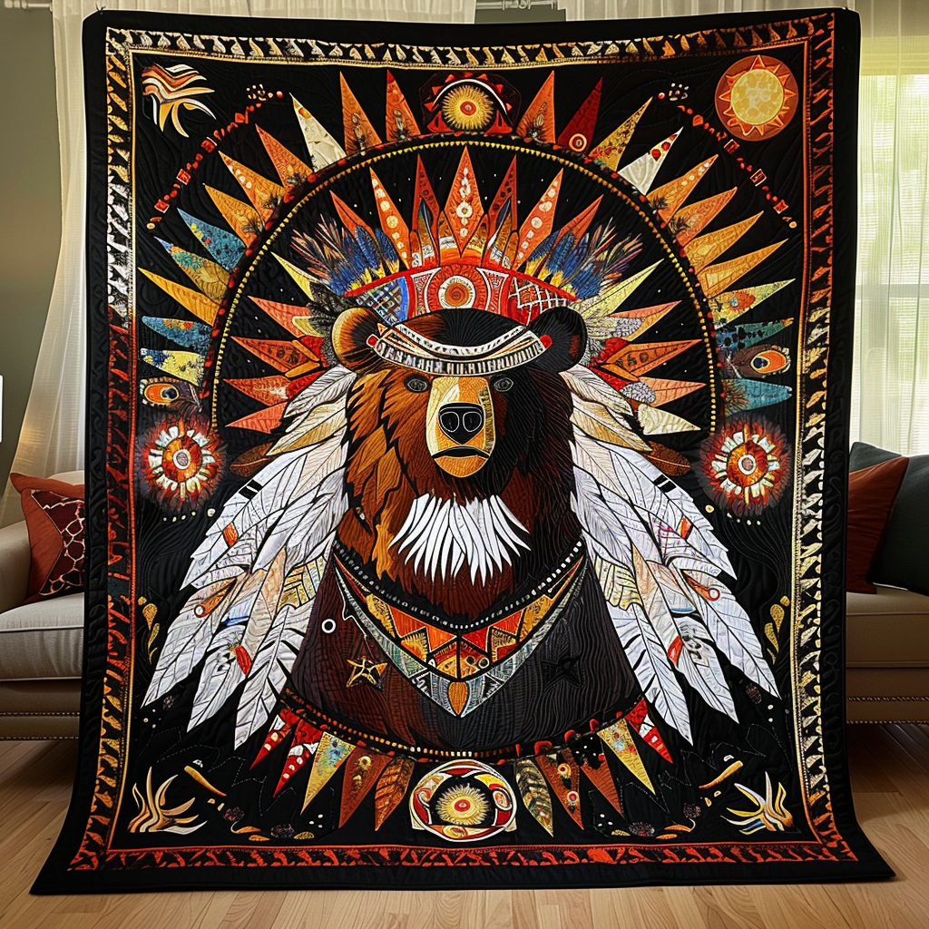Bear's Stronghold Quilted Blanket Home Decor Gift For Women - Tradiviet