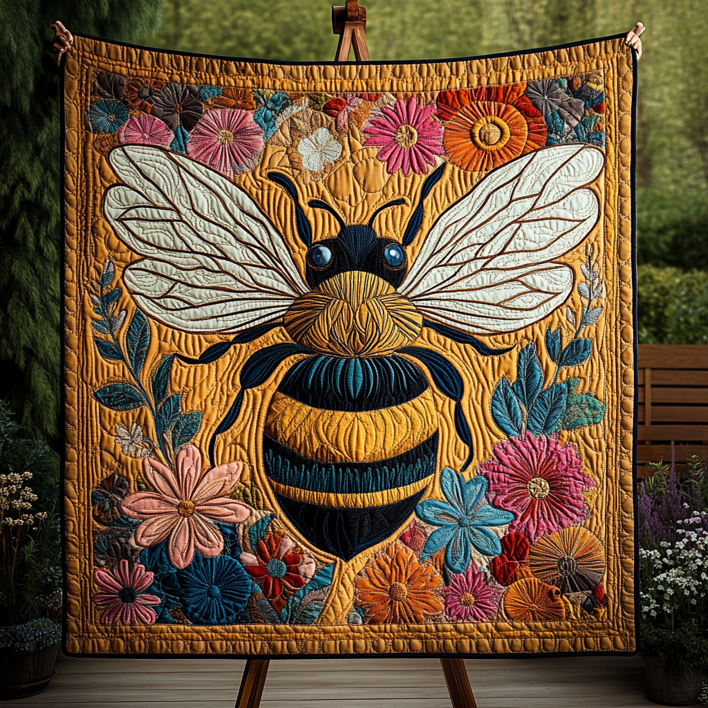Bee Bliss Quilted Blanket Holiday Home Decor Gift For Teacher - Tradiviet