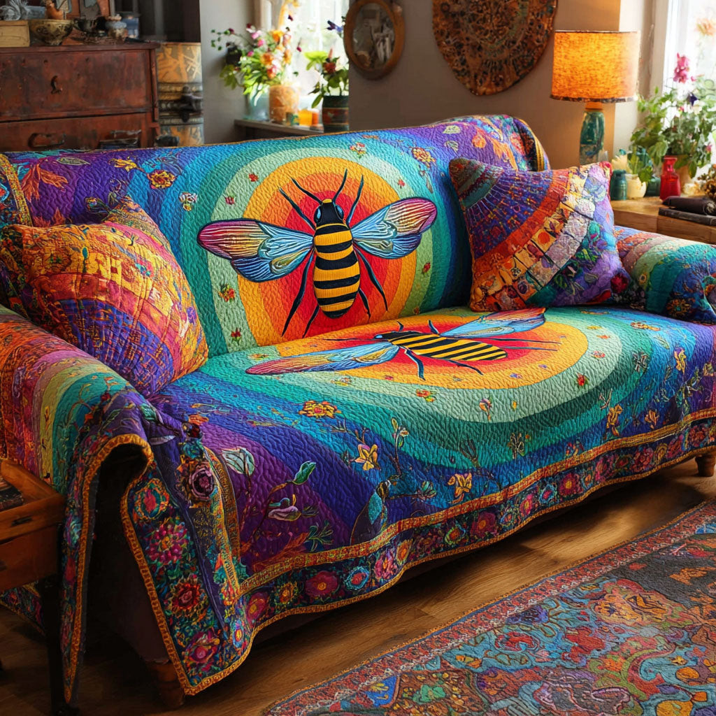 Bee Comfort Quilted Sofa Cover Living Room Decorations Bee Gifts And Merchandise - Tradiviet