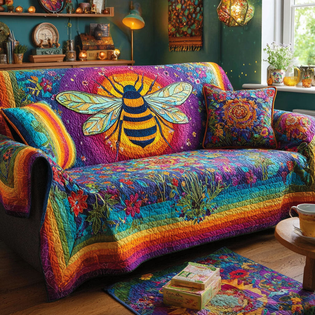 Bee Cottage Quilted Sofa Cover Sofa Slip Covers Awesome Bee Gifts - Tradiviet