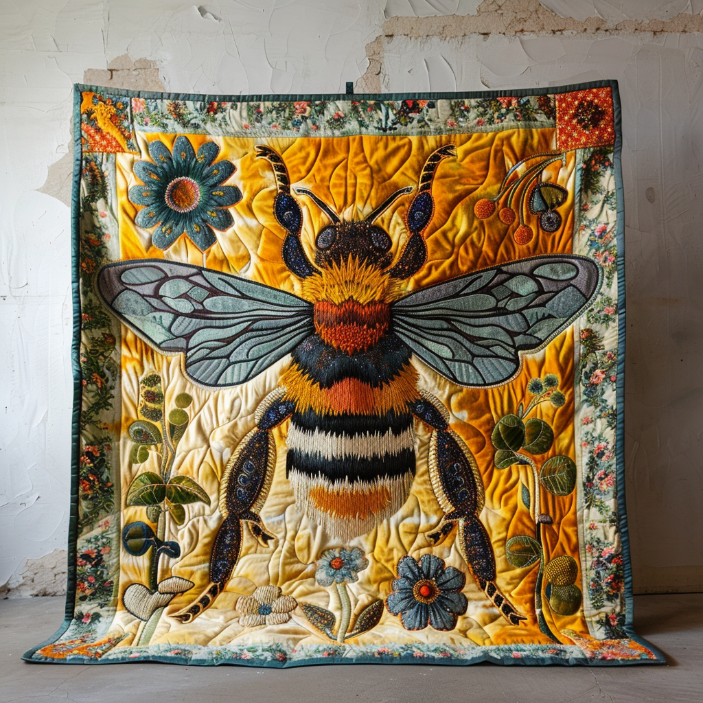Bee In Bloom Quilted Blanket 1776 2026 Merch Gift For Home Decor - Tradiviet