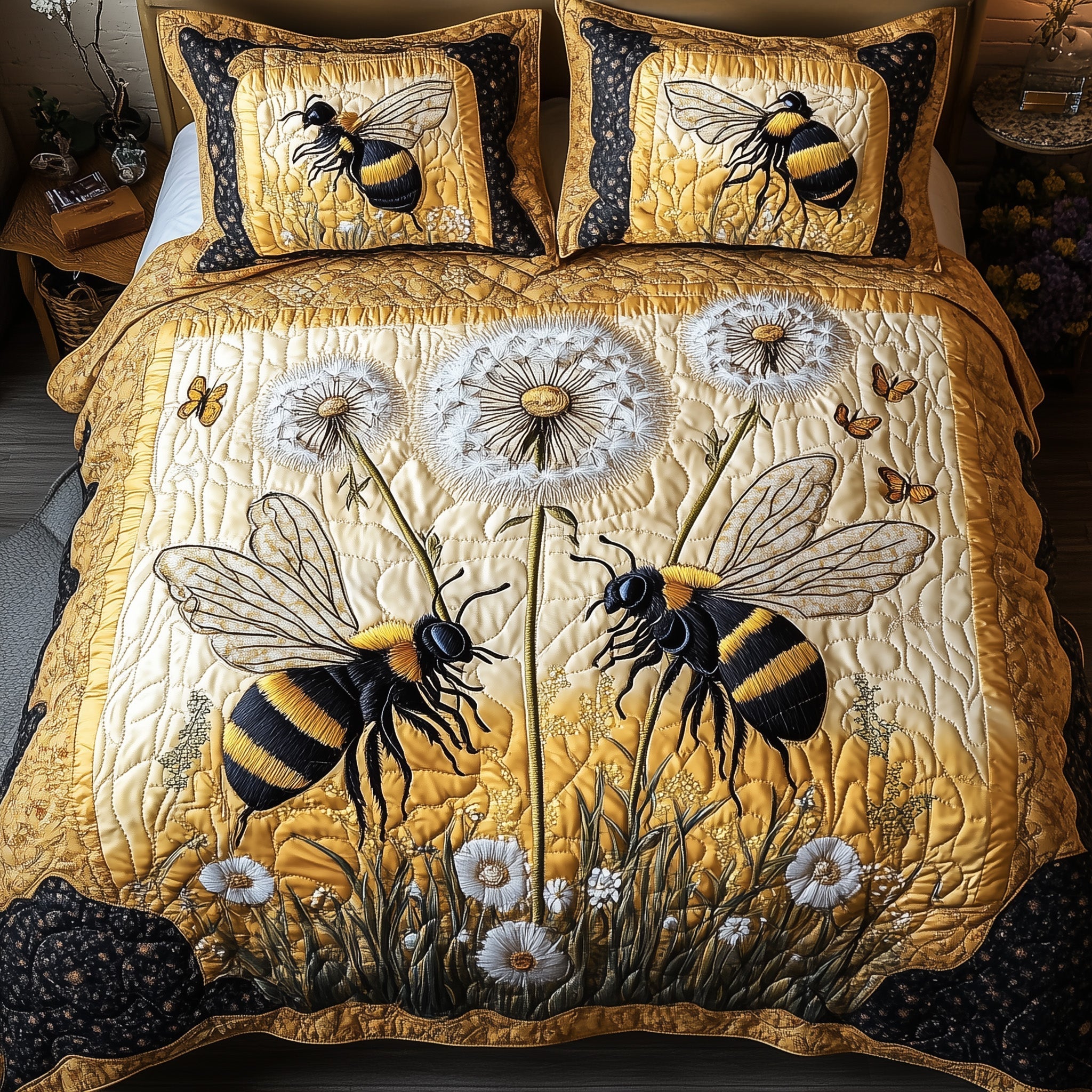 Bee Kind Quilted Bedding Set Bee Kind Arrangement Gift For Kind Fans - Tradiviet