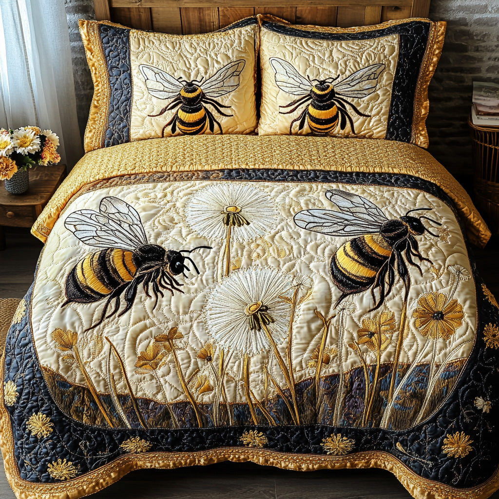Bee Kind Quilted Bedding Set Bee Kind Moodboard Gift For Bee Kind - Tradiviet