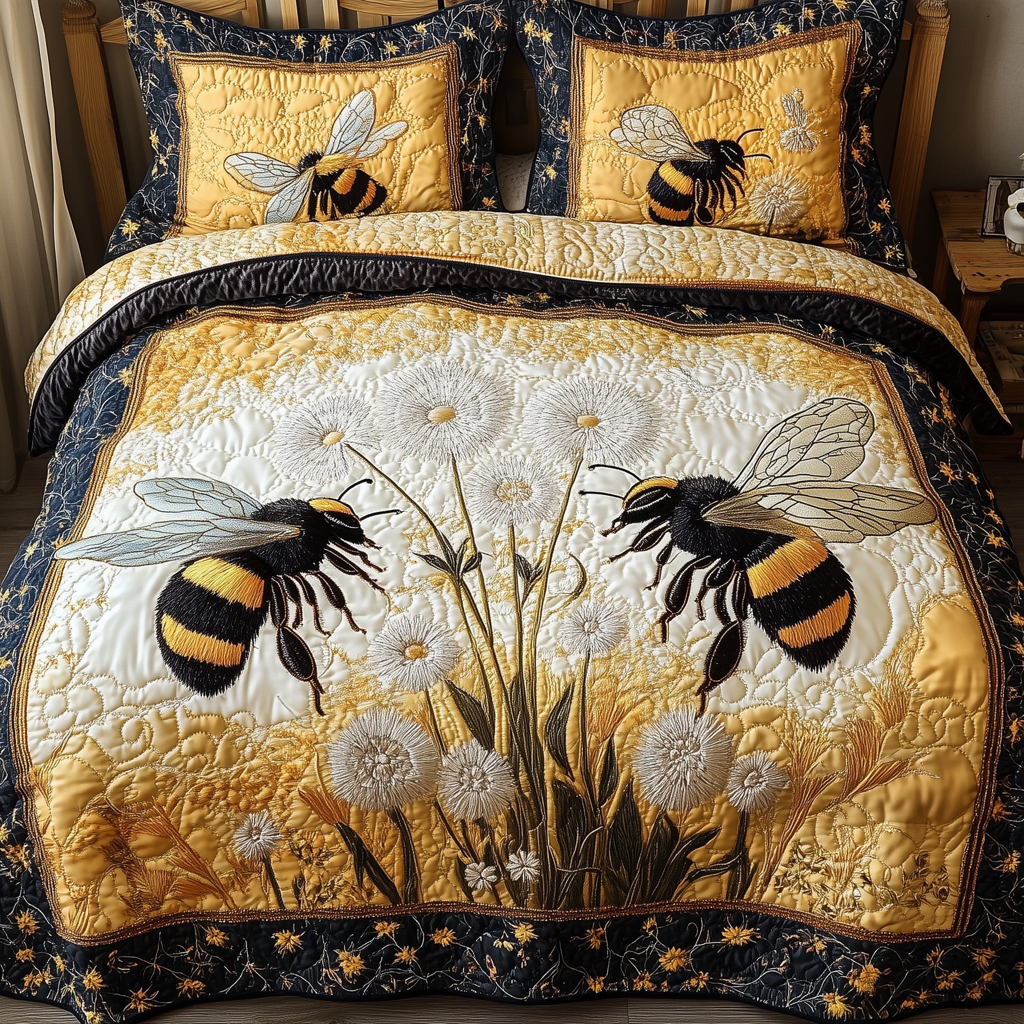 Bee Kind Quilted Bedding Set Bee Kind Setting Gift For Kind - Tradiviet