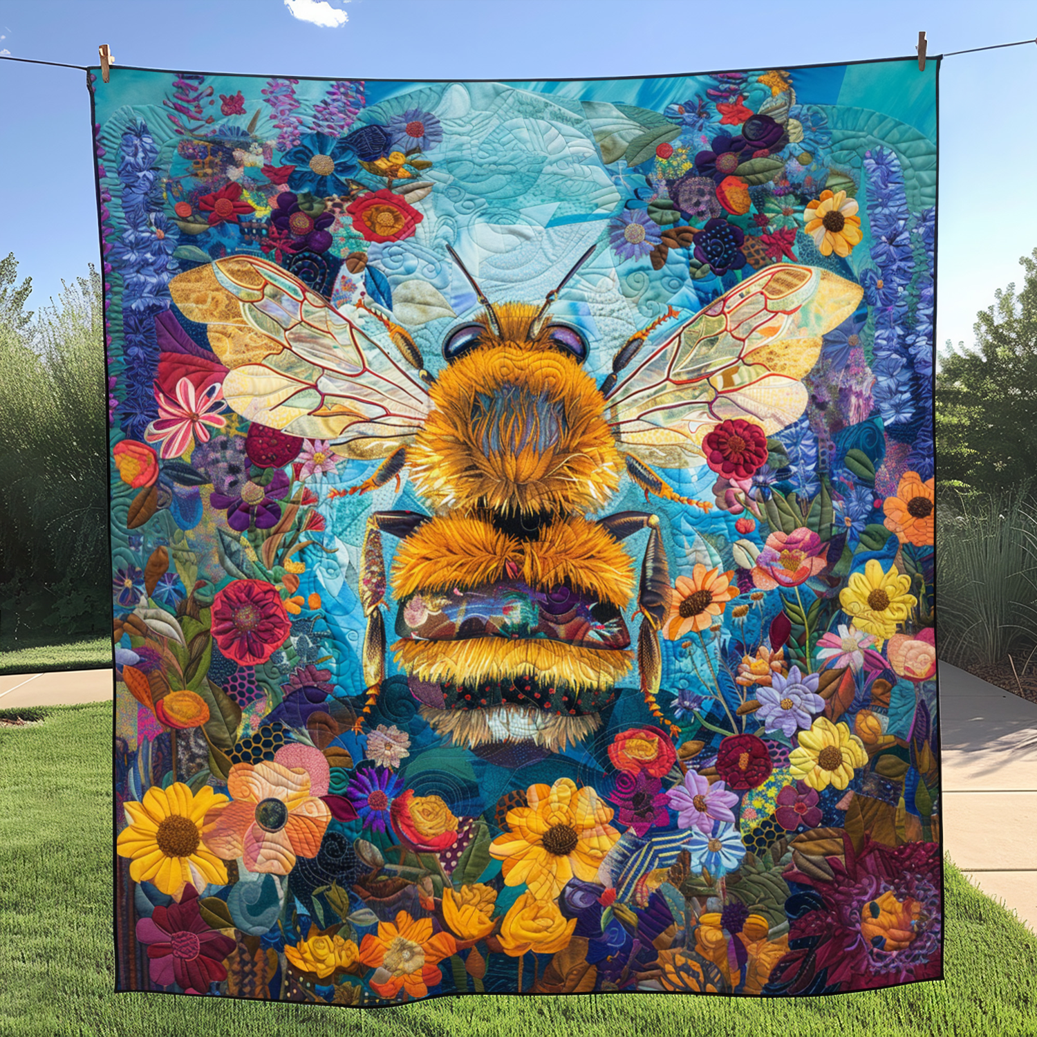Bee Paradise Quilted Blanket 4Th Of July Apparel Gift For Indoor Decor - Tradiviet