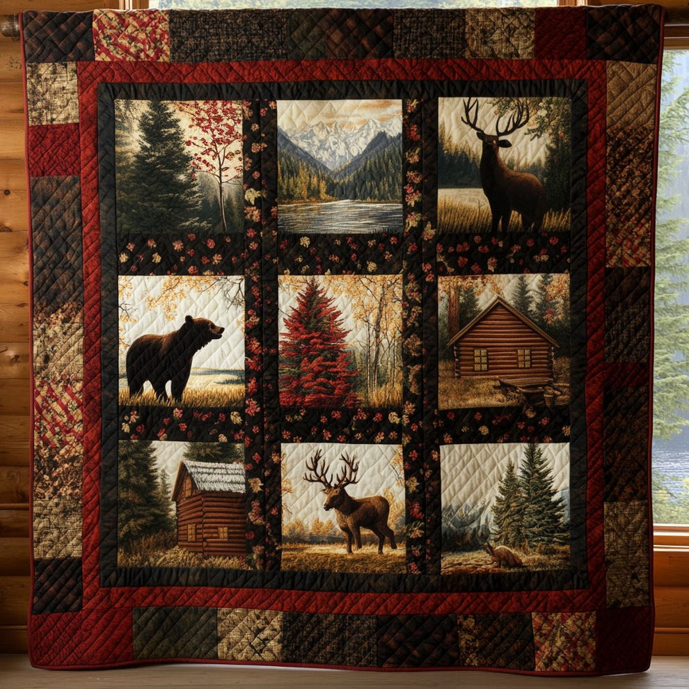 Beer Elk Wilderness Quilt Blanket Rustic Wildlife Themed Christmas Gifts For Hunting Lovers - Tradiviet