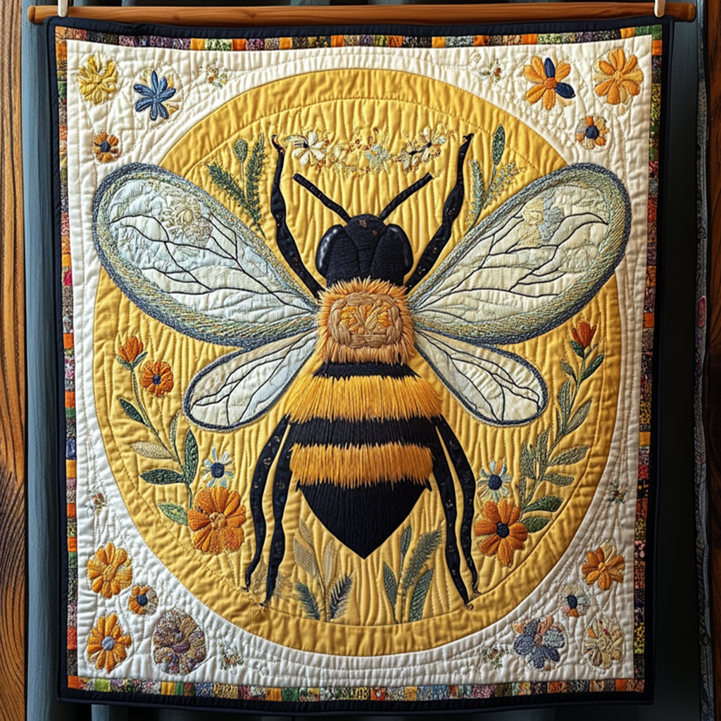 Bee's Bouquet Quilted Blanket America 250 Years Gift For Farmhouse Decor - Tradiviet