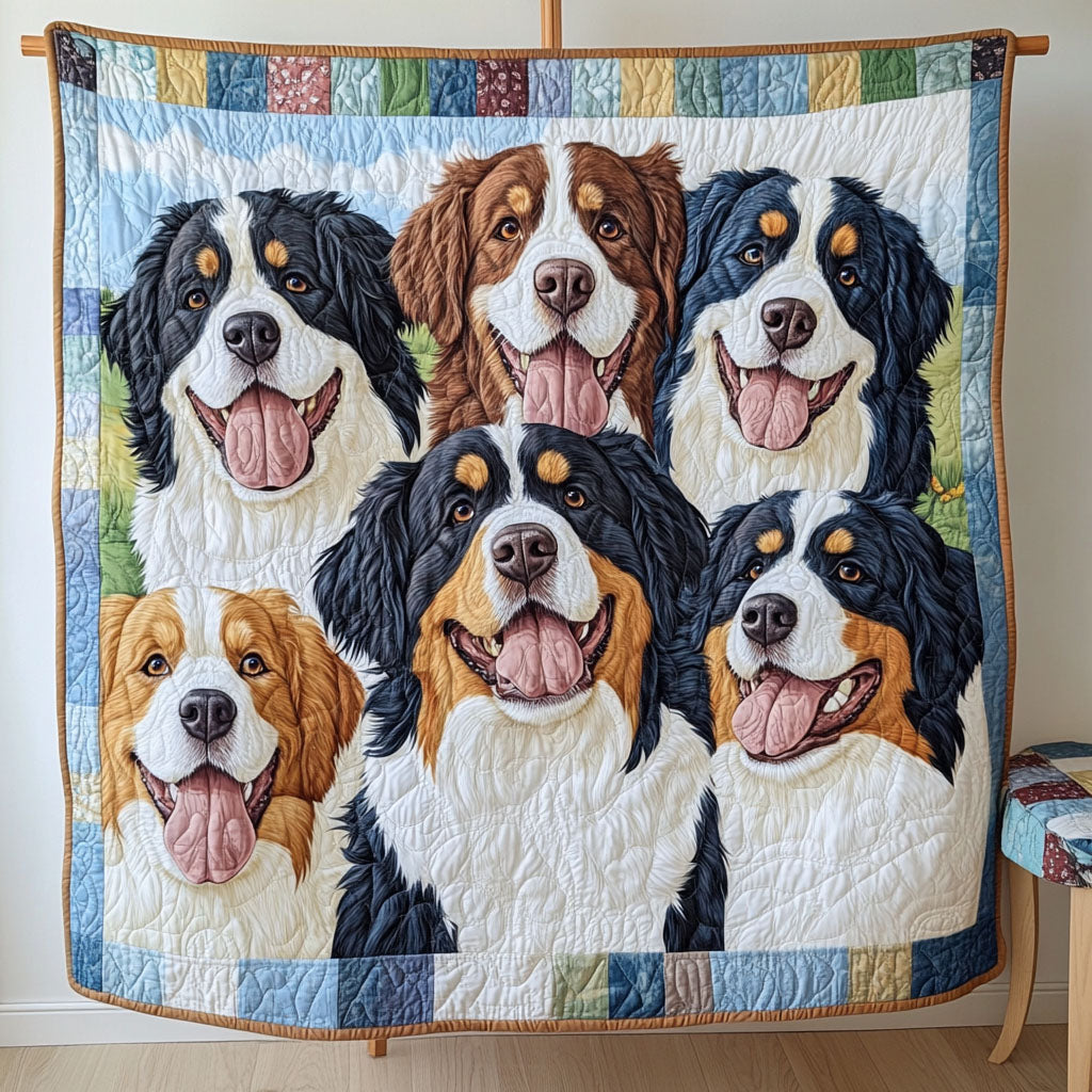 Bernese Fields of Joy Quilted Blanket Best 4Th Of July Gift For Home Lover - Tradiviet