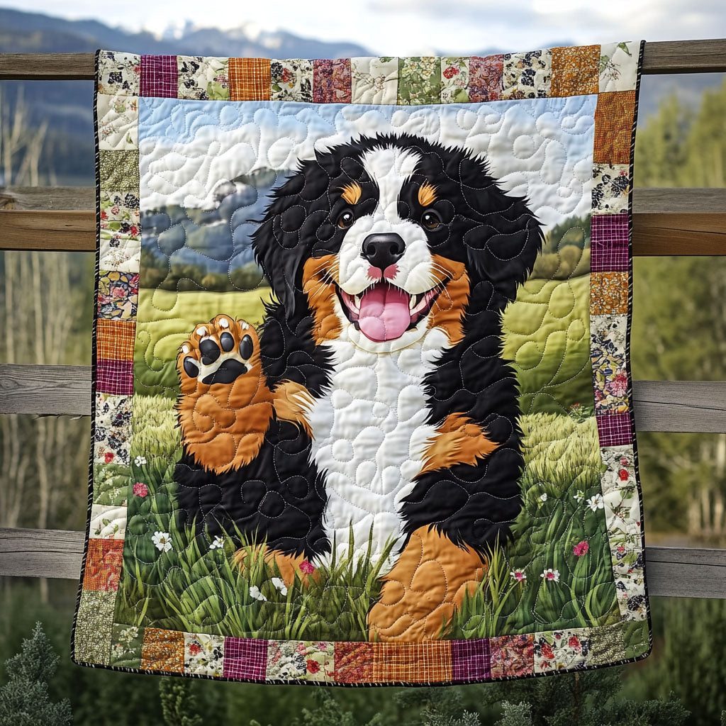 Bernese in Bloom Quilted Blanket Cute 4Th Of July Gift For Decor Lover - Tradiviet