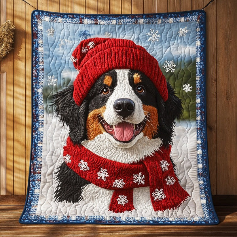 Bernese Mountain Dog Winter Quilt Blanket Cozy Christmas Themed Blanket Gifts For Dog Lovers - Tradiviet