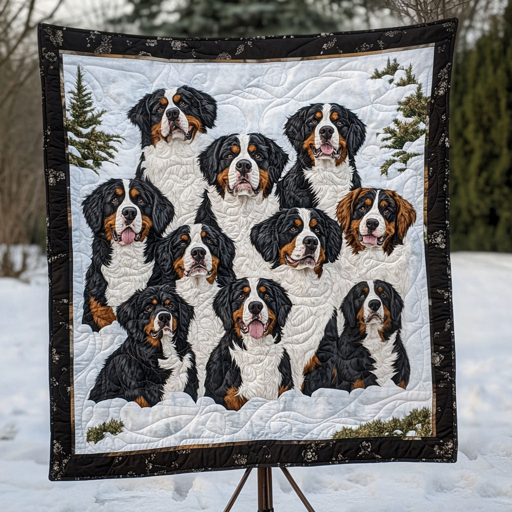 Bernese Mountain Journey Quilted Blanket Independence Day Gift For Aesthetic Room - Tradiviet